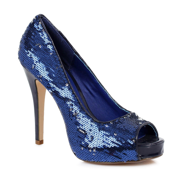 4 HEEL OPEN TOE GLITTER PUMPS