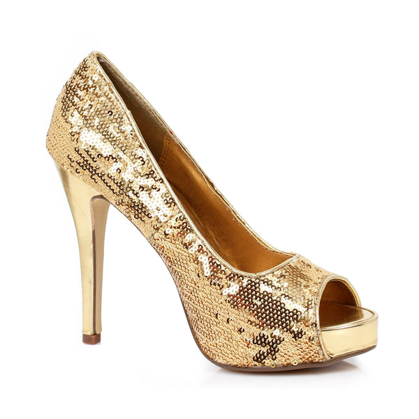 4 HEEL OPEN TOE GLITTER PUMPS