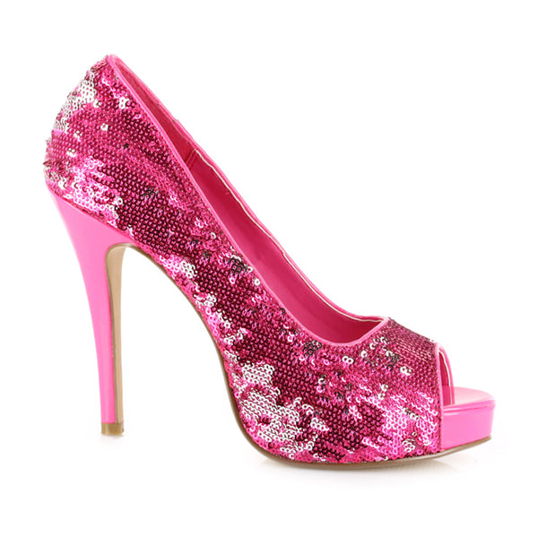 4 HEEL OPEN TOE GLITTER PUMPS