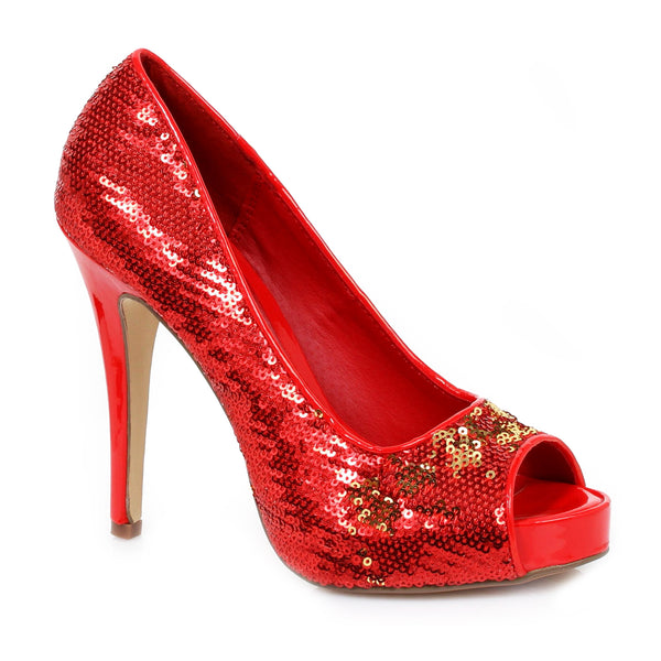 4 HEEL OPEN TOE GLITTER PUMPS