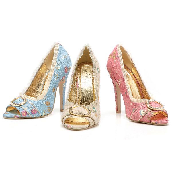 4.5 Decorative Fabric Peep-Toe W/Rhinestones