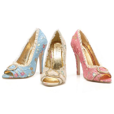 4.5 Decorative Fabric Peep-Toe W/Rhinestones