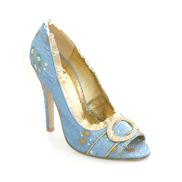 4.5 Decorative Fabric Peep-Toe W/Rhinestones