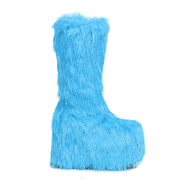 5 Chunky Heel Platform Boot with faux fur