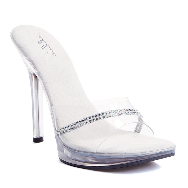 Rhinestone Clear Strap Mule