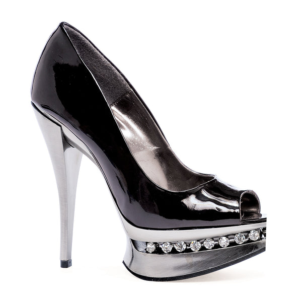 6 Metallic Heel w/ Rhinestone In Platform