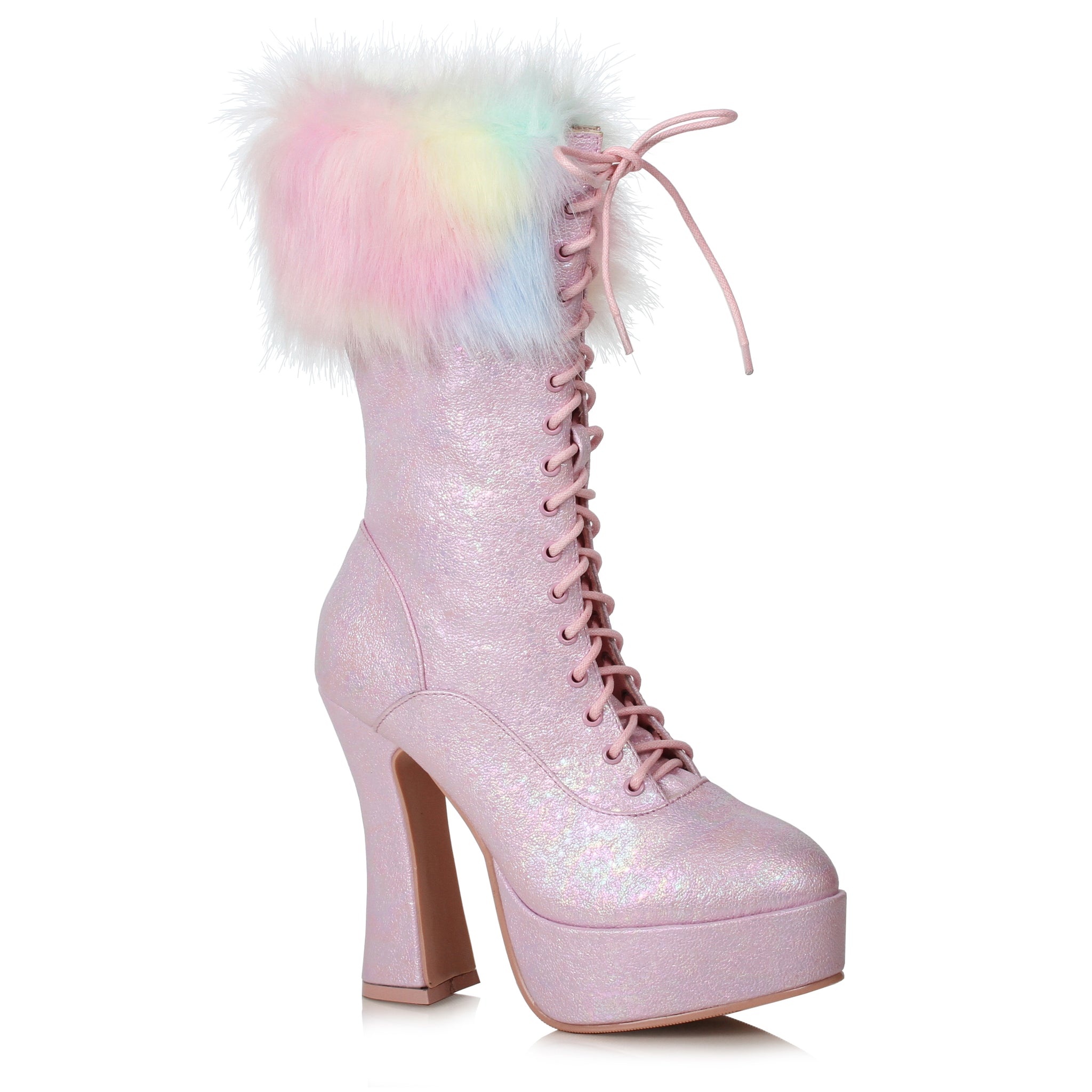 5 Chunky Heel Unicorn Boot With Faux Fur