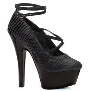 6 Heel  With Pleated Satin And Ankle Strap