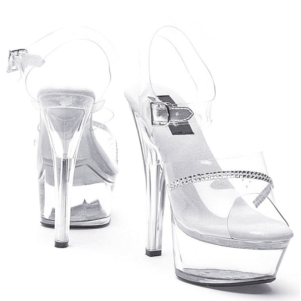 6 Heel Clear Rhinestone Sandal