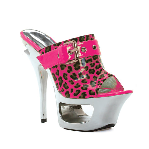 6 cut out platform neon mule with side buckle décor