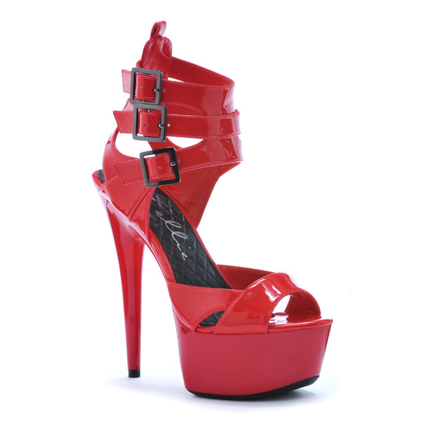6 PEEP TOE PLATFORM WITH TRIPLE STRAP AND BUCKLE DETAIL