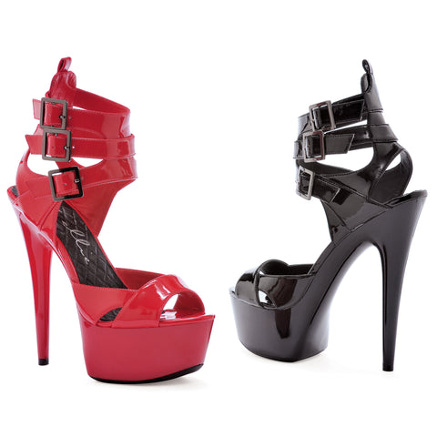 6 PEEP TOE PLATFORM WITH TRIPLE STRAP AND BUCKLE DETAIL