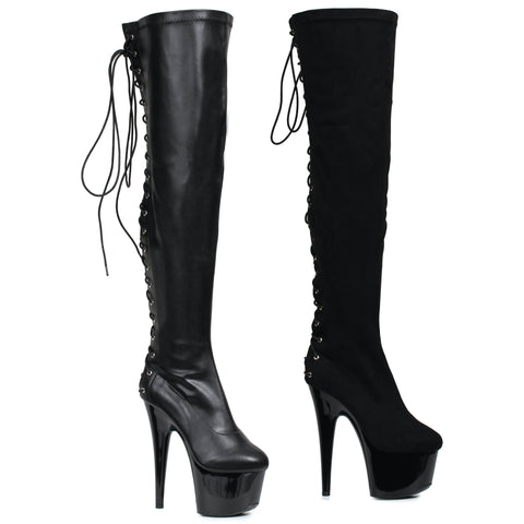 6 Thigh High Boot with Back Lace-up
