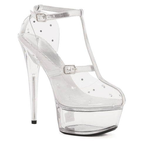 6 CLEAR PLATFORM & CLEAR UPPER WITH RHINESTONES