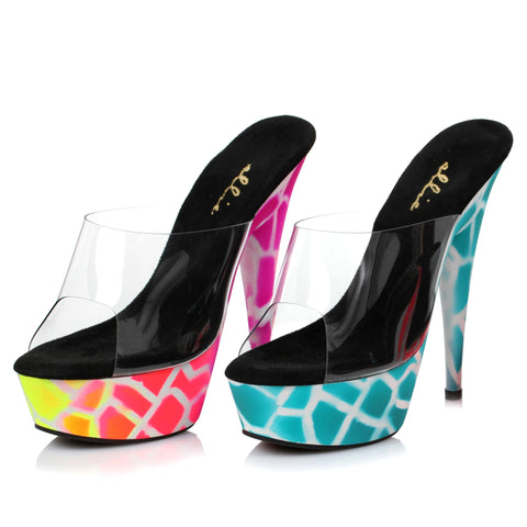 6 Inch Giraffe Design NEON Mule