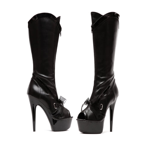 6 PEEPTOE KNEE HIGHT BOOT WITH RIBBON ACEENT