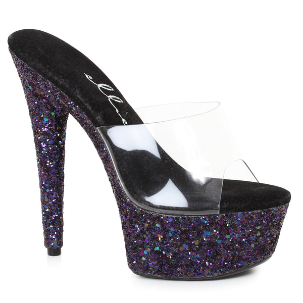 6 Pointed Stiletto Mule Sandal With Glitter Platform