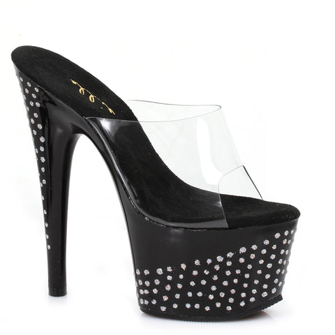 7 Pointed Stiletto Mule With Glitter Dots Platform