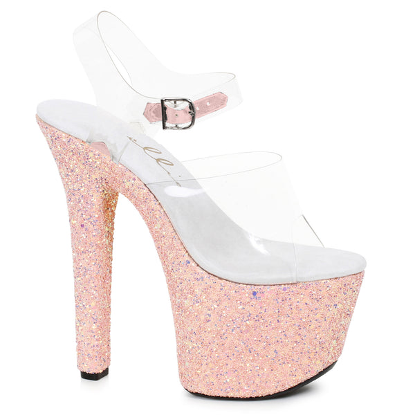 7 Pointed Stiletto Mule Sandal With Glitter Platform