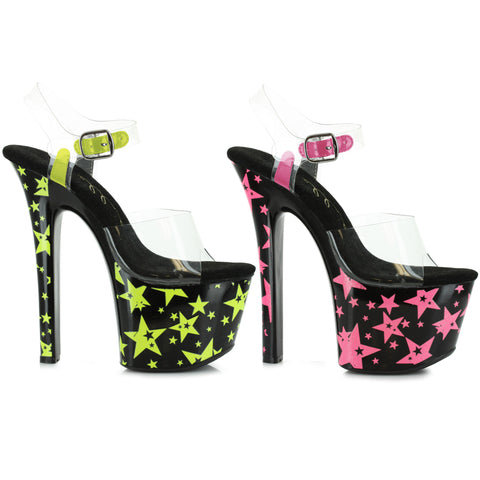 7 Heel With Blacklight Reflective Stars