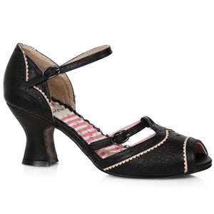 2.5 Two Toned T-Strap Peep Toe Shoe