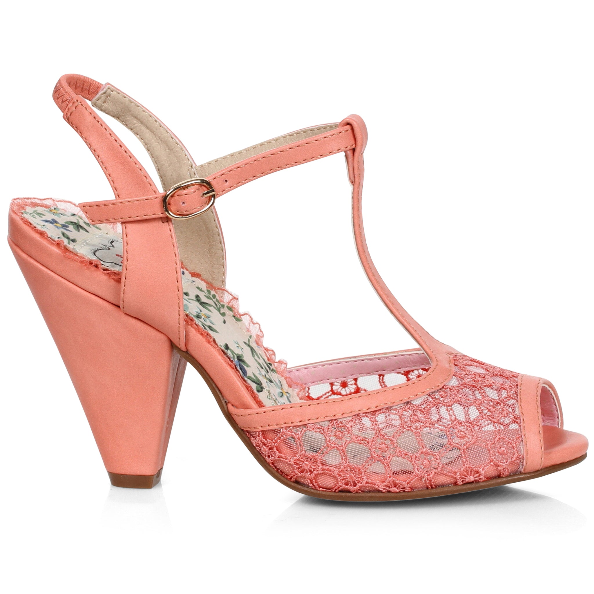 4 T-Strap Peep Toe Shoe With Lace