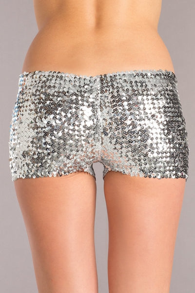 Sequin Booty Shorts Silver