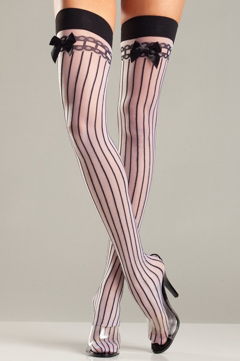 Stripes And Satin Thigh Highs