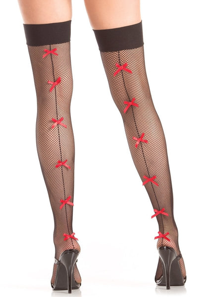 Red Bow Backseam Thigh Highs