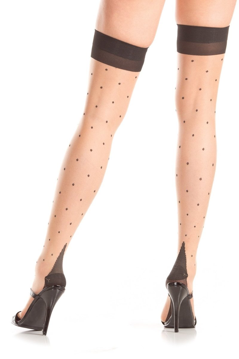 Black Polka Dot Sheer Thigh High Stockings 