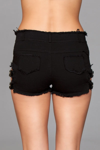 Buckled Down Denim Shorts Black