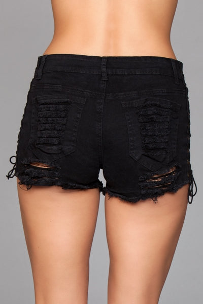 Looped In Distressed Shorts Black