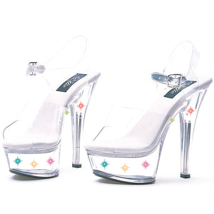 6 Heel Clear Sandal With Multicolor Lights