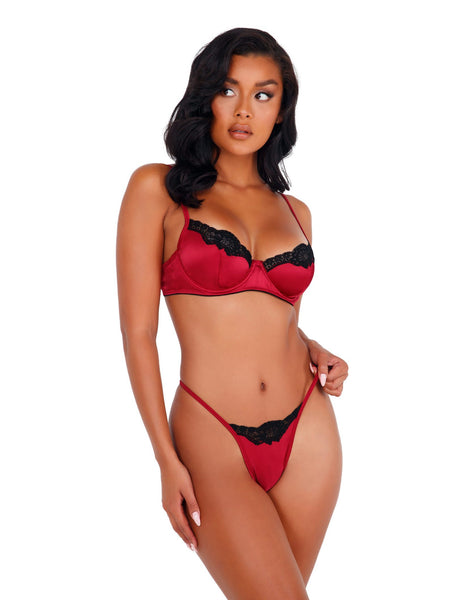 Lace & Satin Underwire Bra Set