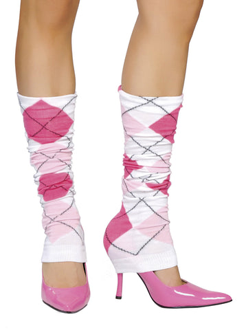 Pink Argyle Leg Warmers