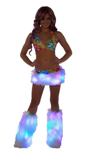 Multicolor Light Up Fur Skirt and Top