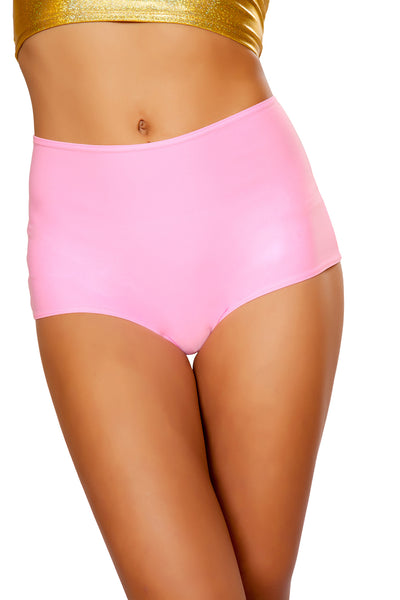 Baby Pink Solid High-Waist Shorts