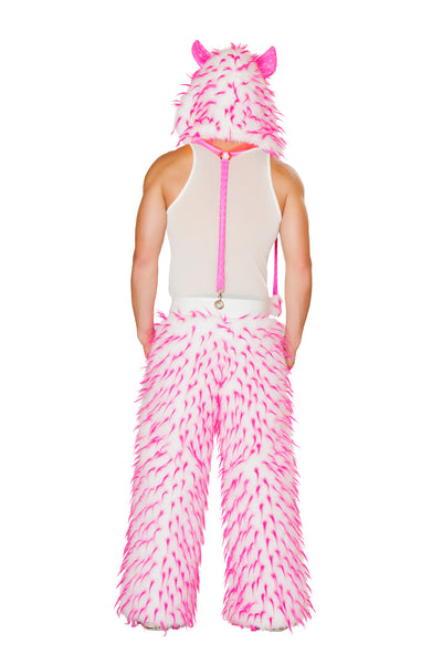 Unisex Pink Faux Fur Spiked Pants